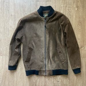 Vintage Outback Red Leather suede Bomber Jacket Medium brown and black